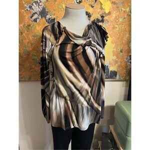 Artsy Boho Lagenlook Dusak Draped Poly Plus Size Tunic With Asymmetrical Details